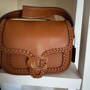 COACH Tabby 19 Braided Pebbled Leather Small Messenger Saddle Bag- Burnished Amb